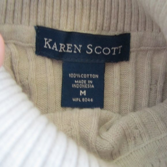 Karen Scott Women’s Cotton Long Sleeves Cable Turtleneck Lt Gray Sweater size M - Picture 5 of 6